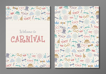 Fototapeta na wymiar Carnival Party - two sided card with colourful texture. Vector.