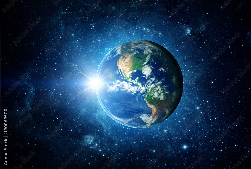 Wall mural earth, sun and galaxy. elements of this image furnished by nasa