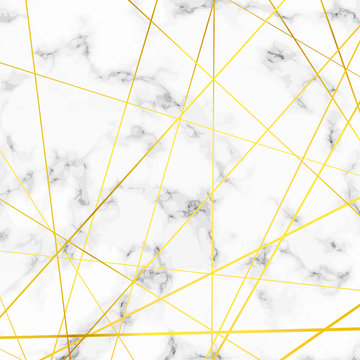 Golden thin lines over realistic marble halftone texture background © phyZick
