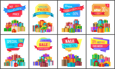 Fototapeta premium Set of Special Price Exclusive Discount Posters