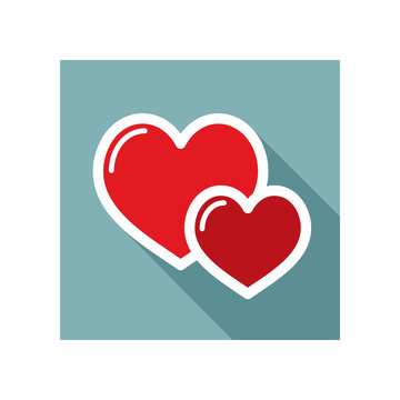 Two heart linear vector icon