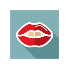 Woman lips icon. Female mouth shape with teeth