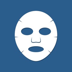 Facial sheet mask isolated on blue background. Cosmetology, medicine and health care. Vector illustration in flat style