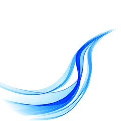 Abstract vector background, blue transparent waved lines.