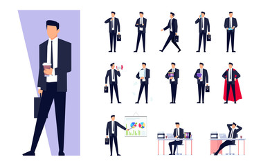 Set of business characters isolated on white background.