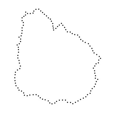 Abstract schematic map of Uruguay from the black dots along the perimeter of vector illustration
