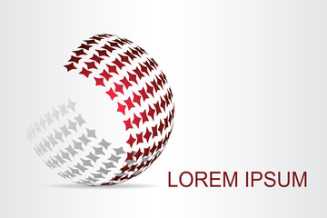 Logo stylized spherical surface with abstract shapes