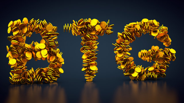 goldene M&uuml;nzen formen Kryptow&auml;hrung Bitcoin Gold