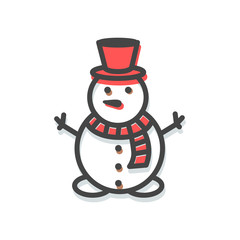Snowman Small Icon Christmas Vector Illustration