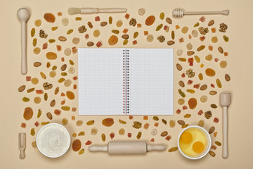 Ingredients cakes on a yellow background. Free space for your text.