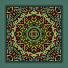 abstrakt fraktal mandala illustration gerahmt