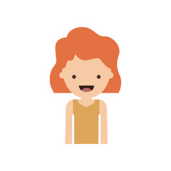 half body people with girl in t-shirt long sleeve and short wavy hair in colorful silhouette without contour vector illustration