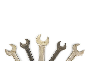 Set of wrenches on the white background