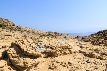 sandstone formation on the island Rab, near Lopar, Croatia