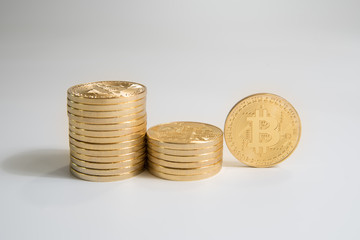 Golden Bitcoin digital currency, financial industry.