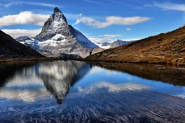 Photo sur Plexiglas Cervin Mt Matterhorn reflected in Riffelsee Lake Zermatt Canton of Valais