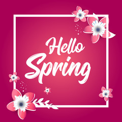 Fototapeta na wymiar Hello Spring Concept banner with flowers