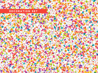 Colorful confetti hearts isolated with transparent background. Vector illustration