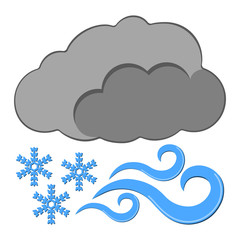 Set of 9 Weather Icon . Weather label for Web on white background. Cartoon Vector Illustration