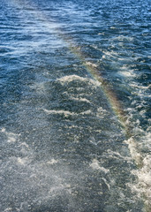 rainbow on a background of waves and spray
