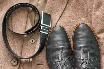Tweed jacket with its details of buttons
