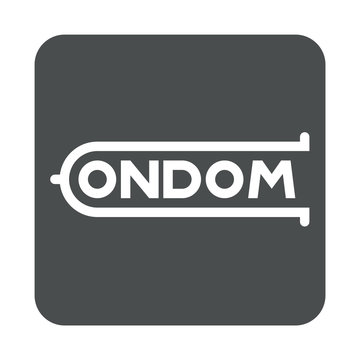 Icono plano logotipo CONDOM en cuadrado gris
