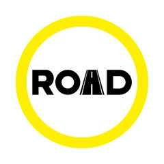 Icono plano logotipo ROAD negro en circulo color amarillo