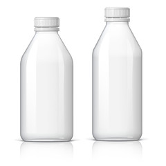 Realistic set plastic bottle for water.