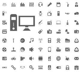 PC icon. Media, Music and Communication vector illustration icon set. Set of universal icons. Set of 64 icons