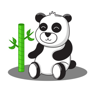 cartoon cute sitting Panda, vector illustration
