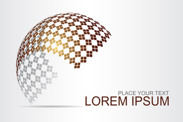 Logo stylized spherical surface with abstract shapes