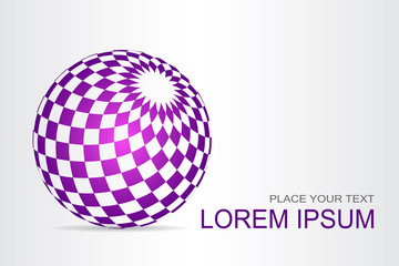 Logo stylized spherical surface with abstract shapes