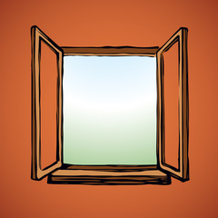 Open window. Vector drawing