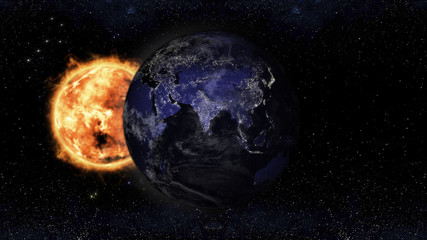 planet earth at night view, elements of this image furnished by NASA illustration