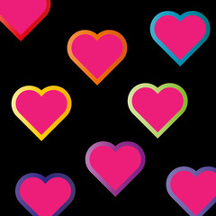 hearts on a black background