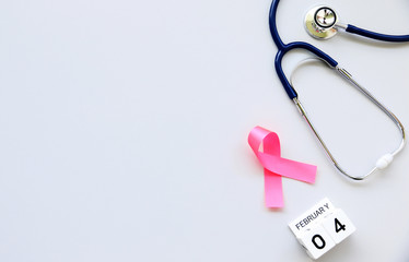 calendar February 4 concept World Cancer Day,Copy space