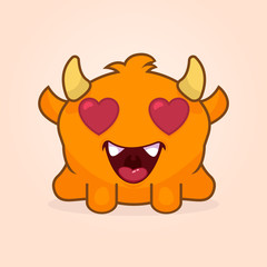 Cute cartoon monster. Little loved monster illustration