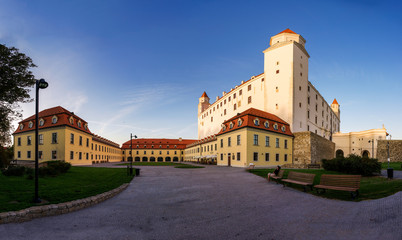 Bratislava Castle is the main castle of Bratislava in the evening low light