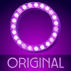 Vector Glowing Violet Chic Alphabet. Letter O