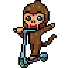 vector pixel art monkey playing © Saphatthachat