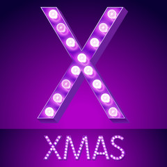 Vector Glowing Violet Chic Alphabet. Letter X