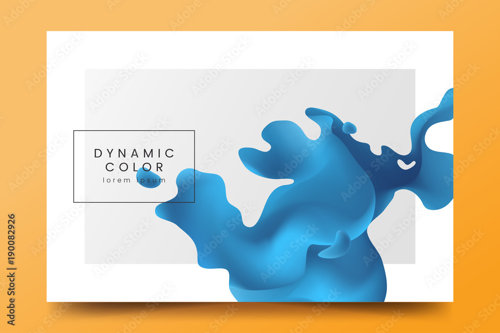 Aufkleber Minimalistic horizontal background with abstract blue liquid shape. Backdrop with fluid color wave. Vector Template for banner,web page, music event invitation, poster, flyer, magazine page.