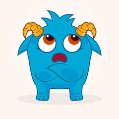 Cute cartoon monster. Crying monster illustration
