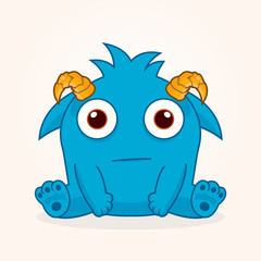 Cute cartoon monster. Confused monster illustration