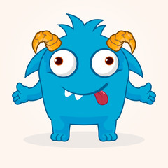 Cute cartoon monster. Crazy monster illustration