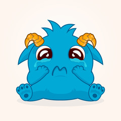 Cute cartoon monster. Crying monster illustration