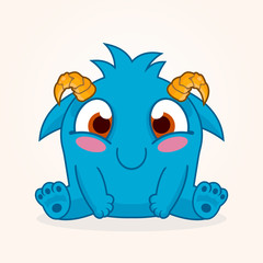 Cute cartoon monster. Happy monster illustration