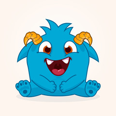 Cute cartoon monster. Happy monster illustration