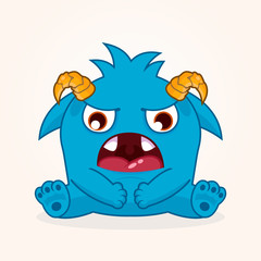 Cute cartoon monster. Sad monster illustration