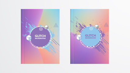 Obraz premium Holographic shapes backgrounds set. Modern geometric covers design. Applicable for gift card,cover,poster,brochure,magazine. Eps10 vector template